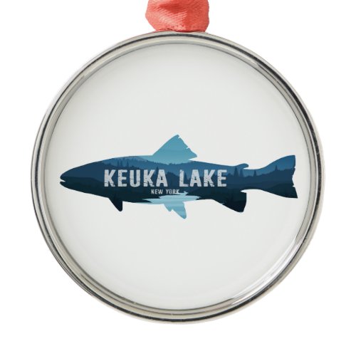 Keuka Lake New York Fish Metal Ornament
