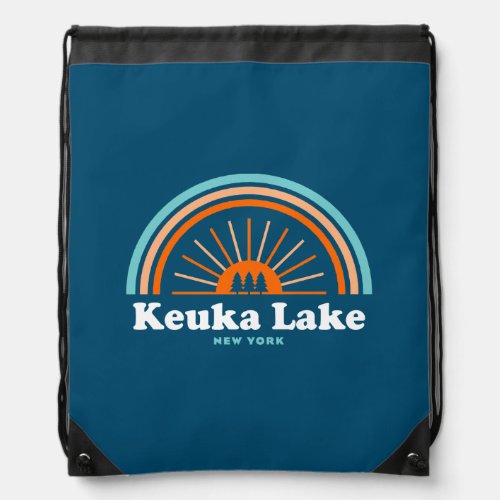 Keuka Lake New York Rainbow Drawstring Bag