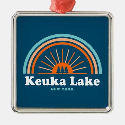 Keuka Lake New York Rainbow Metal Ornament