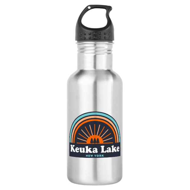 Keuka Lake New York Rainbow Stainless Steel Water Bottle (Front)