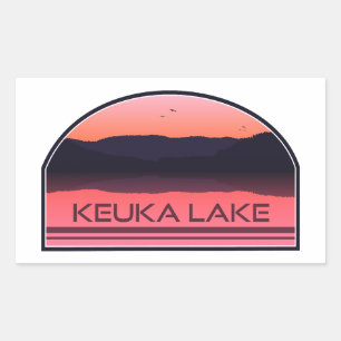 Keuka Lake New York Red Sunrise Rectangular Sticker