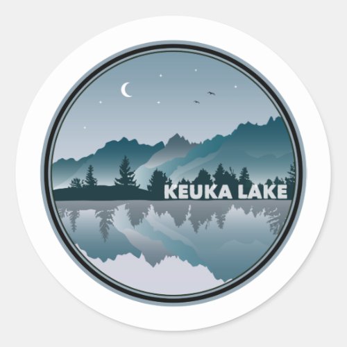 Keuka Lake New York Reflection Classic Round Sticker