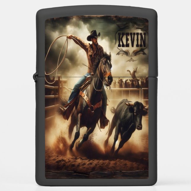 Kevin Cowboy's Rodeo Chase. Zippo Lighter (Front)