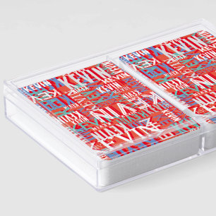 Kevin Custom Name Repeated Modern Reddish Color Poker Cards