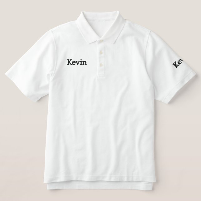 Kevin Embroidered Mans Name, Embroidered Polo Shirt (Design Front)