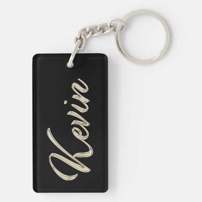 Kevin name whitegold key trailer keychain (Back)