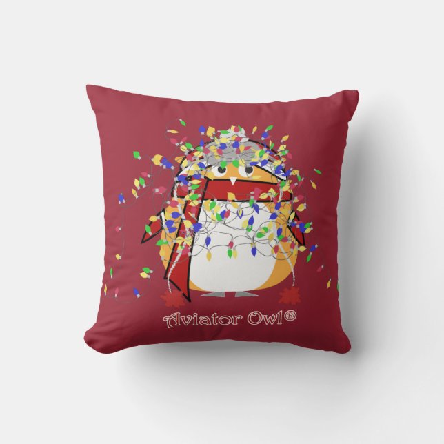 Kevin Tangled in Lights Throw Pillow (Front)