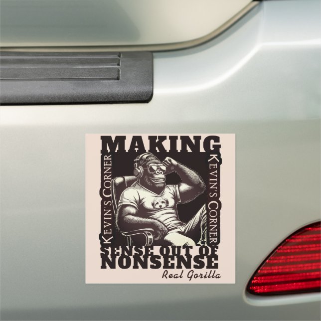 Kevin's Corner Political Commentary Real Gorilla Car Magnet (In Situ)