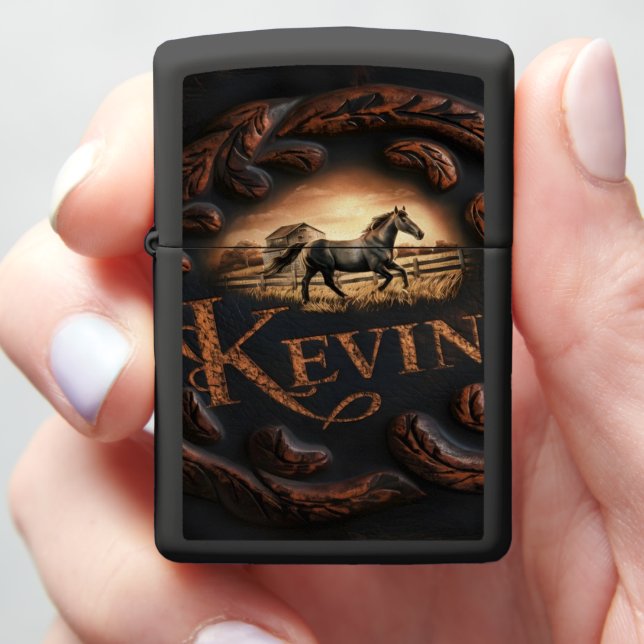 Kevin's Horse Artwork Zippo Lighter (In Hand)