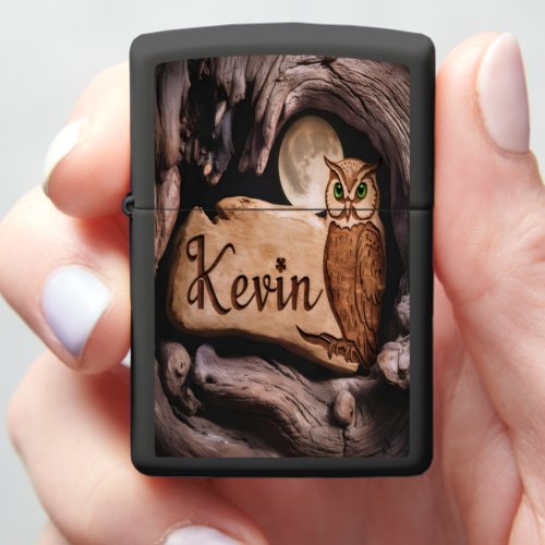 Kevins Owl Under the Moon Zippo Lighter
