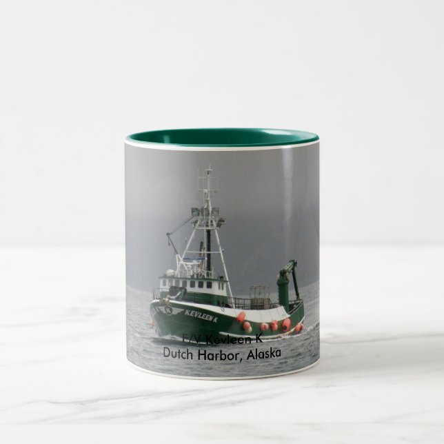 Kevleen K, Crab Boat in Dutch Harbor, Alaska Two-Tone Coffee Mug (Center)
