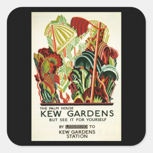 Kew Gardens _ UK _ Vintage Travel Square Sticker