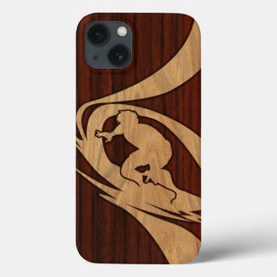 Kewalos Hawaiian Surfer Faux Wood iPhone 13 Case