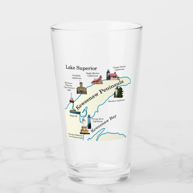 Keweenaw Peninsula Lighthouses glass (Front)