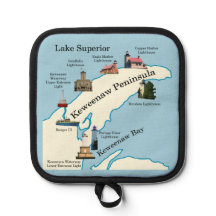 Keweenaw Peninsula Lighthouses pot holder