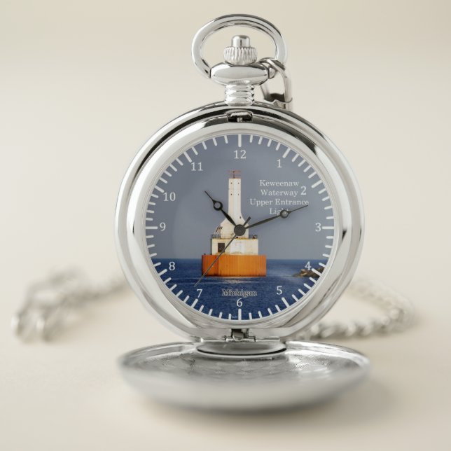 Keweenaw Waterway Upper Entrance Light 2023  Pocket Watch (Inside)