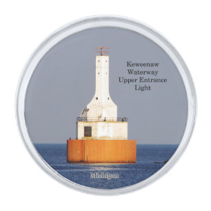 Keweenaw Waterway Upper Entrance Light Silver Finish Lapel Pin