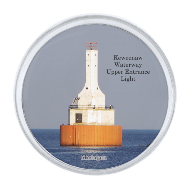 Keweenaw Waterway Upper Entrance Light Silver Finish Lapel Pin (Front)
