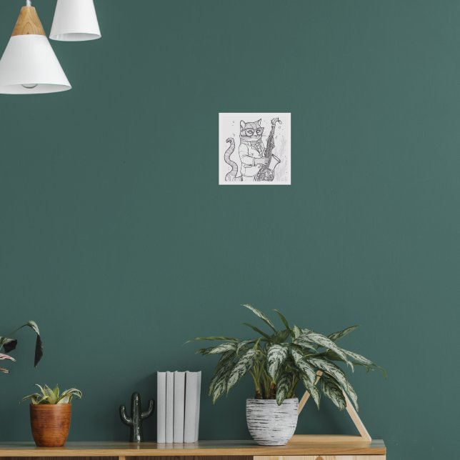 Kewl Jazzy Cat with sunglasses playing saxophone Poster (Living Room 1)