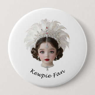 Kewpie Fan Diamond Tiara Large Badge Button
