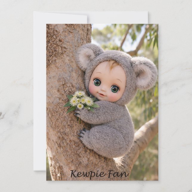 Kewpie Fan Koala Baby Notecard (Front)