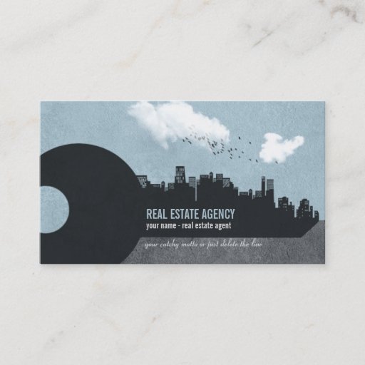 Customizable Key and City Buildings - Real Estate Business Card