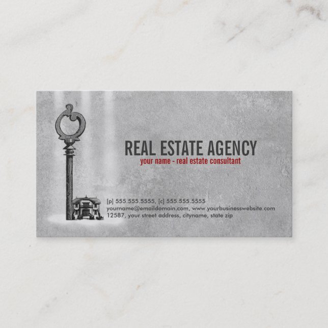 Key and House - Real Estate Business Card (Front)