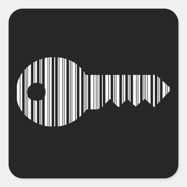 KEY BAR CODE Keys Barcode Pattern Design Square Sticker (Front)