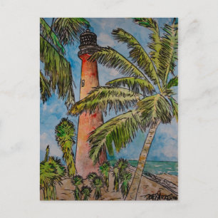 key biscayne cape florida lighthouse postcard