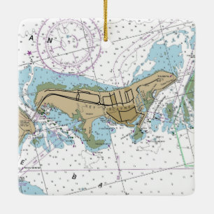 Key Biscayne Florida Nautical Chart Ceramic Ornament