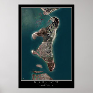 Key Biscayne Florida Satellite Poster Map