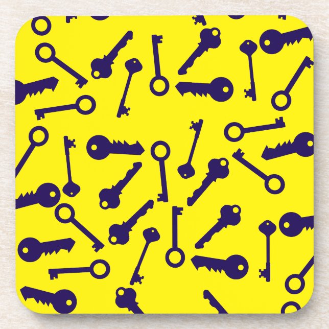 Key Blue Pattern Product Beverage Coaster (Front)