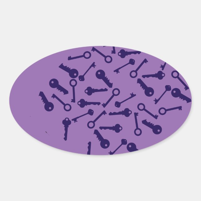 Key Blue Pattern Product Oval Sticker (Front)
