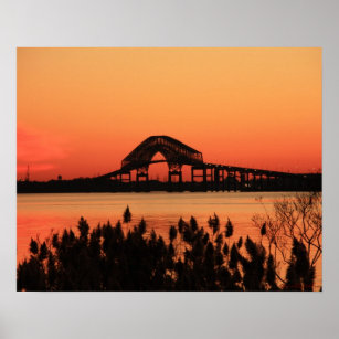 Key Bridge Through The Marsh Sunset Poster
