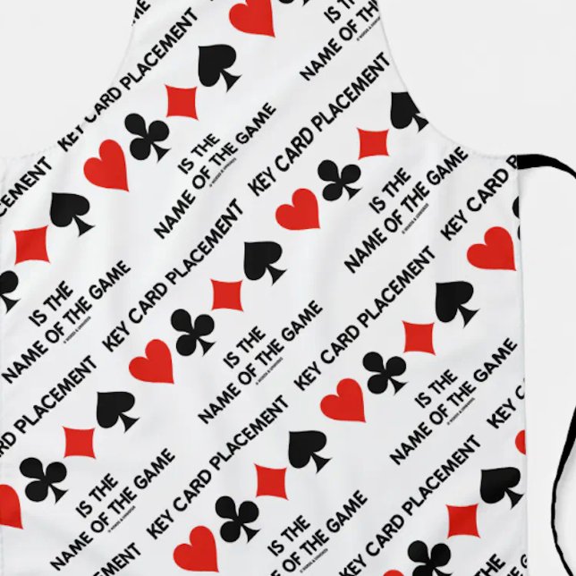 Key Card Placement Is The Name Of The Game Bridge Apron (All-over-print apron featuring four card suits along with bridge truism on key card placement)