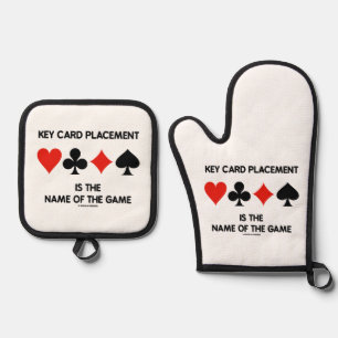 Key Card Placement Is The Name Of The Game Bridge Oven Mitt & Pot Holder Set