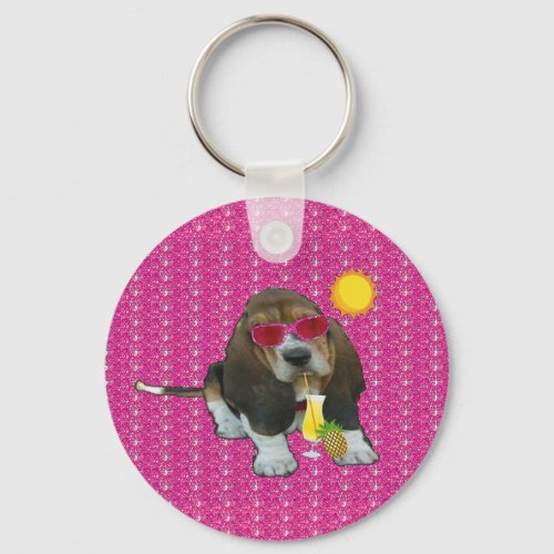 Key Chain Baby Basset Sheldon Summer Time