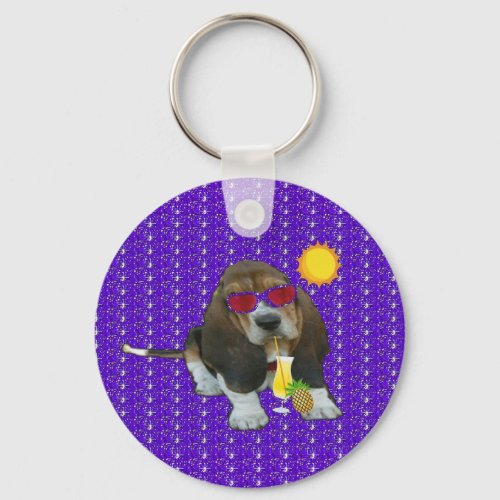 Key Chain Baby Basset Sheldon Summer Time