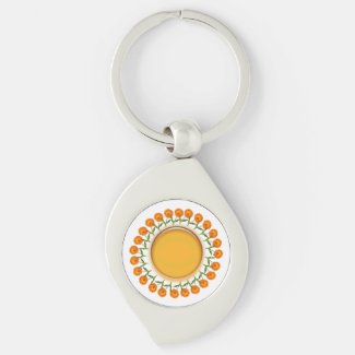 Key Chain - Calendula and Orange Disk