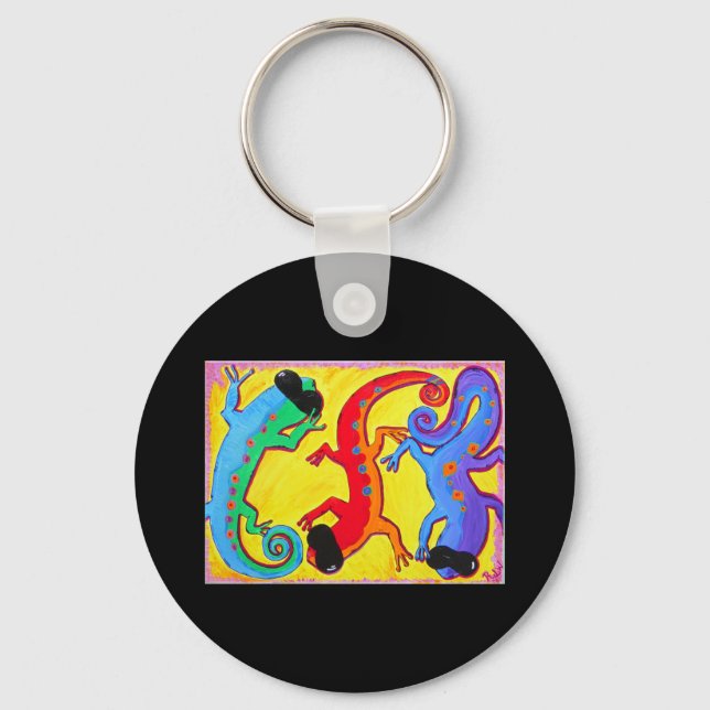 Key Chain - Carribean Lizards in Sunglasses (Front)
