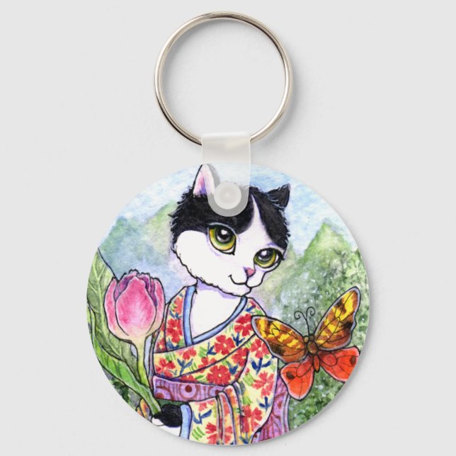 Key Chain Cat Geisha Fairy Fantasy by Ann Howard (Front)