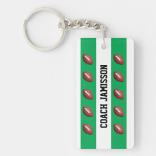 Key chain, Green/White, for Football Coach/Player Keychain