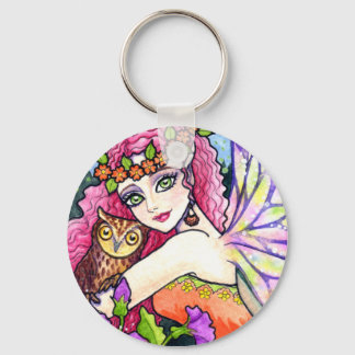 Key Chain Owl Flower Fairy Fantasy by Ann Howard