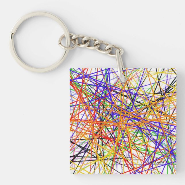 Key-chain with abstract colorful lines keychain (Front)