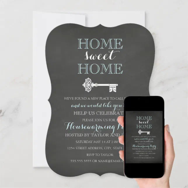 Key Chalkboard Housewarming Invite Zazzle