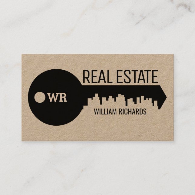 Key city skyline kraft business card (Front)