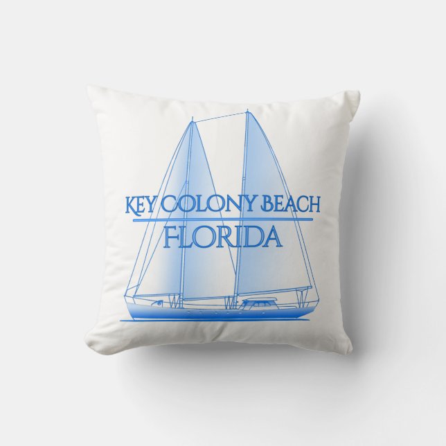 Key Colony Beach Coastal Nautical Sailing Sailor Throw Pillow (Front)
