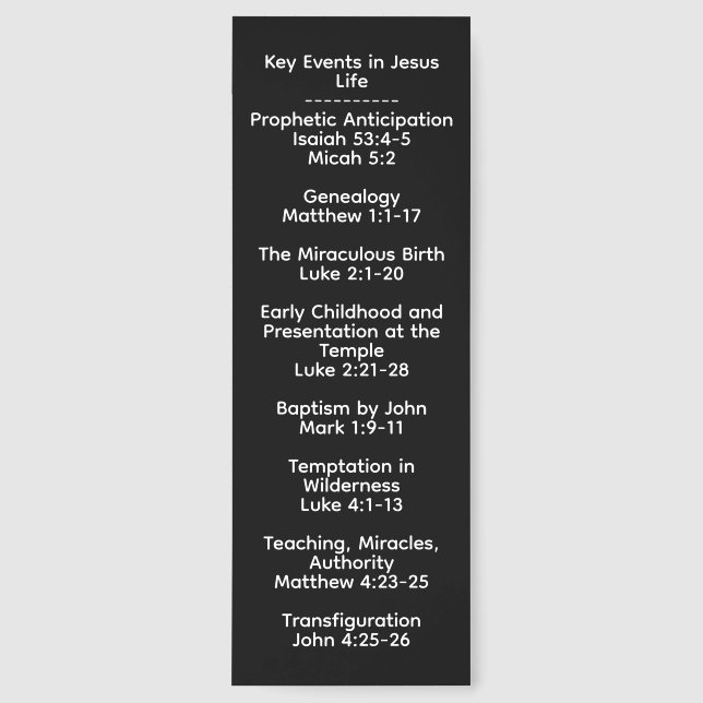 Key Events in the Life of Christ Bookmarks (Front)