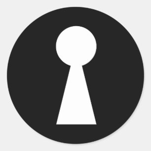 key hole symbol secret indiscret sign classic round sticker