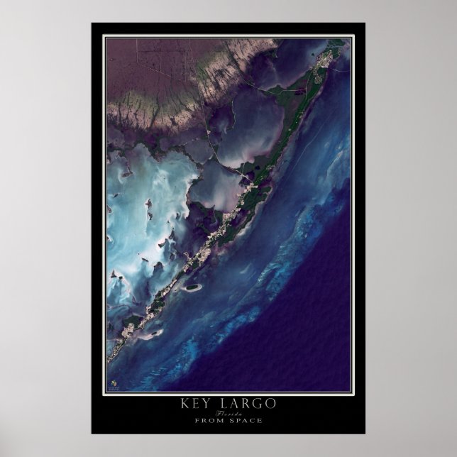 Key Largo Florida From Space Satellite Map Poster (Front)